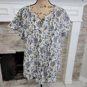 Jane & Delancey 100% cotton floral flutter‎ sleeve boho paisley blouse plus 2X